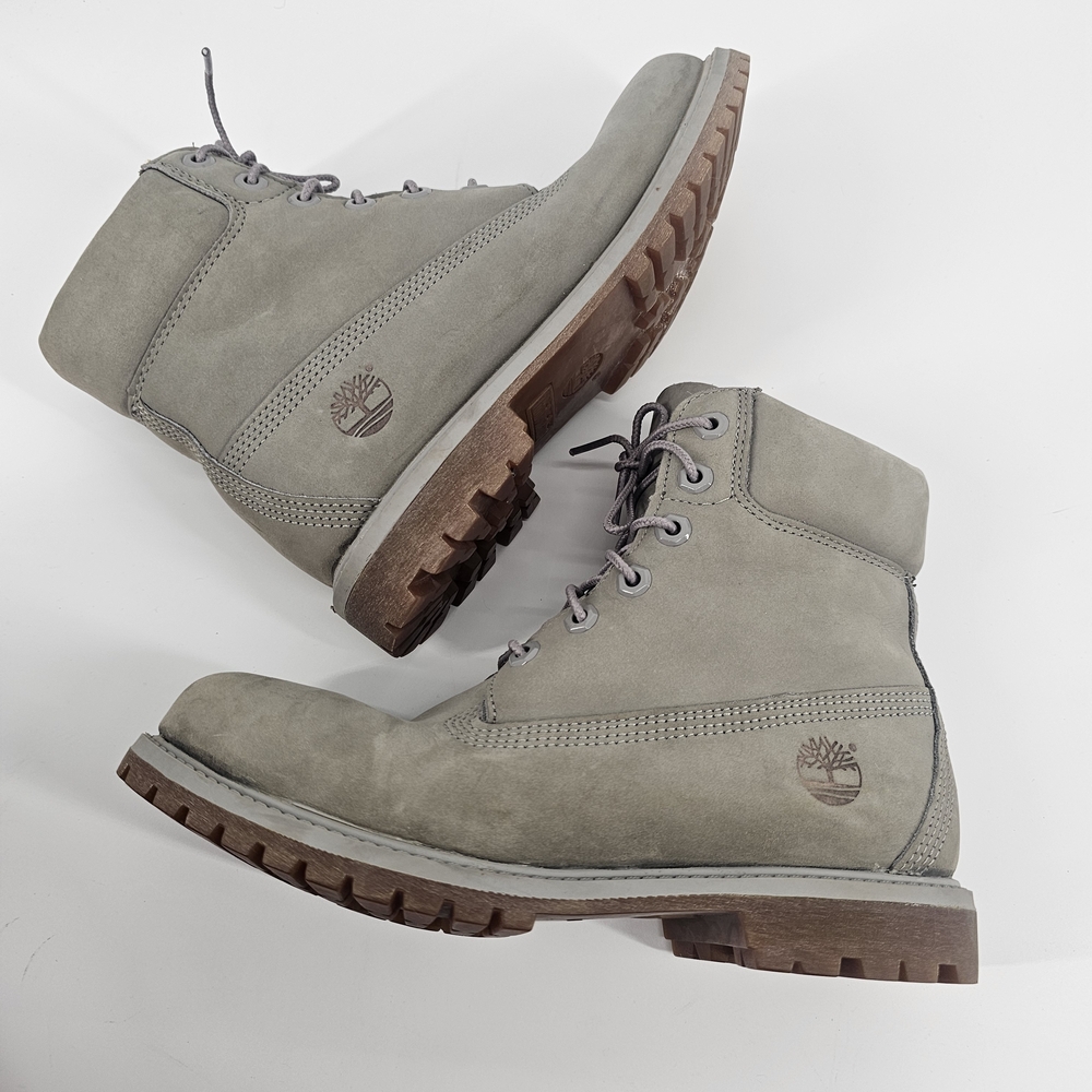 Timberland Gray Nubuck Lace-Up Work Boots 8